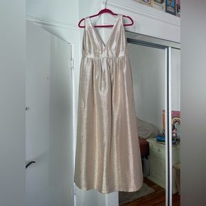 JILL STUART metallic gold champagne sleeveless lurex double-v gown